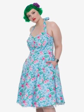 Hot Topic Retro Halter Tiki Dress Dress Sz 18